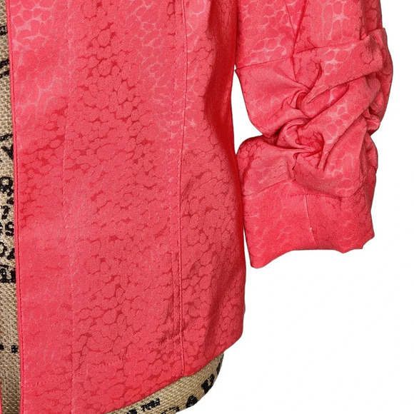 Harve Benard Womens Scrunched Cuff Floral Jacket Blazer Size Medium Deep Orange - Picture 10 of 14